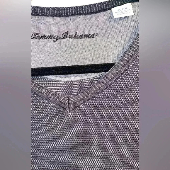 Tommy Bahama v neck waffle heathered grey long sleeve sweater XL - Picture 4 of 7